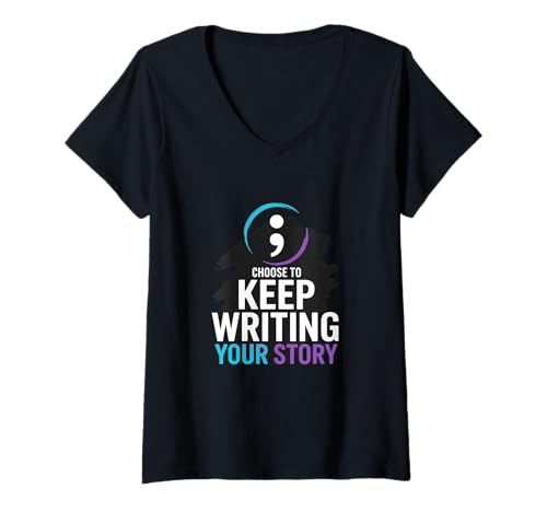 Damen Entscheiden Sie Sich, Ihre Geschichte weiter zu schreiben, inspirierendes Zitat T-Shirt mit V-Ausschnitt von Choose to Keep Writing Your Story Tee