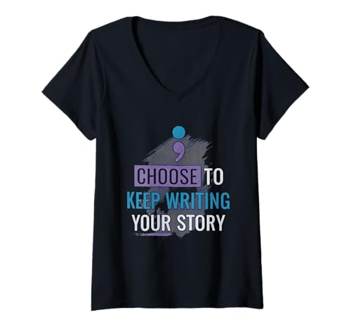 Damen Wählen Sie Ihre Geschichte weiter zu schreiben Männer Frauen T-Shirt mit V-Ausschnitt von Choose to Keep Writing Your Story Tee