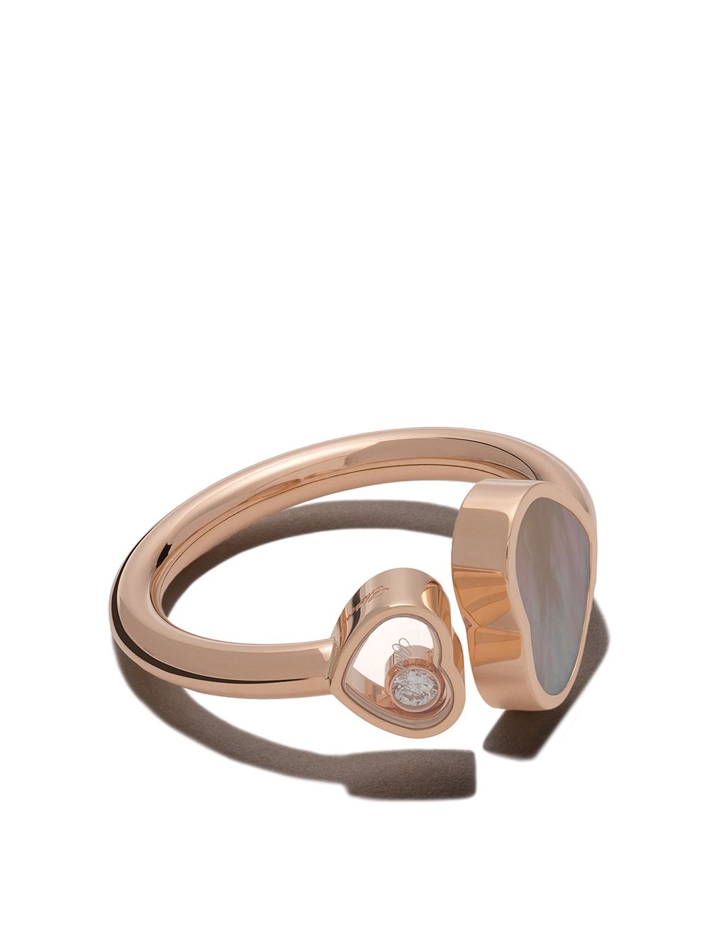 Chopard 18kt 'Happy Hearts' Rotgoldring mit Perlmutt und einem Diamanten - Rosa von Chopard