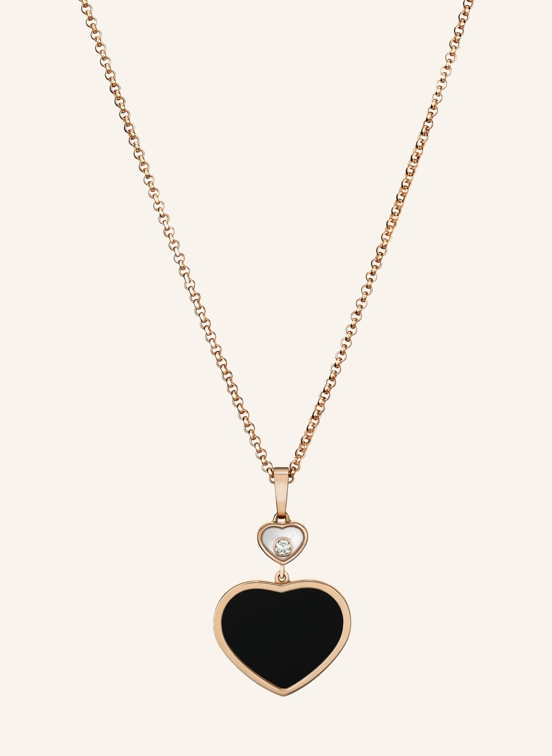 Chopard Anhänger Happy Hearts Anhänger Aus 18 Karat Roségold, Diamanten Und Onyx rosegold von Chopard