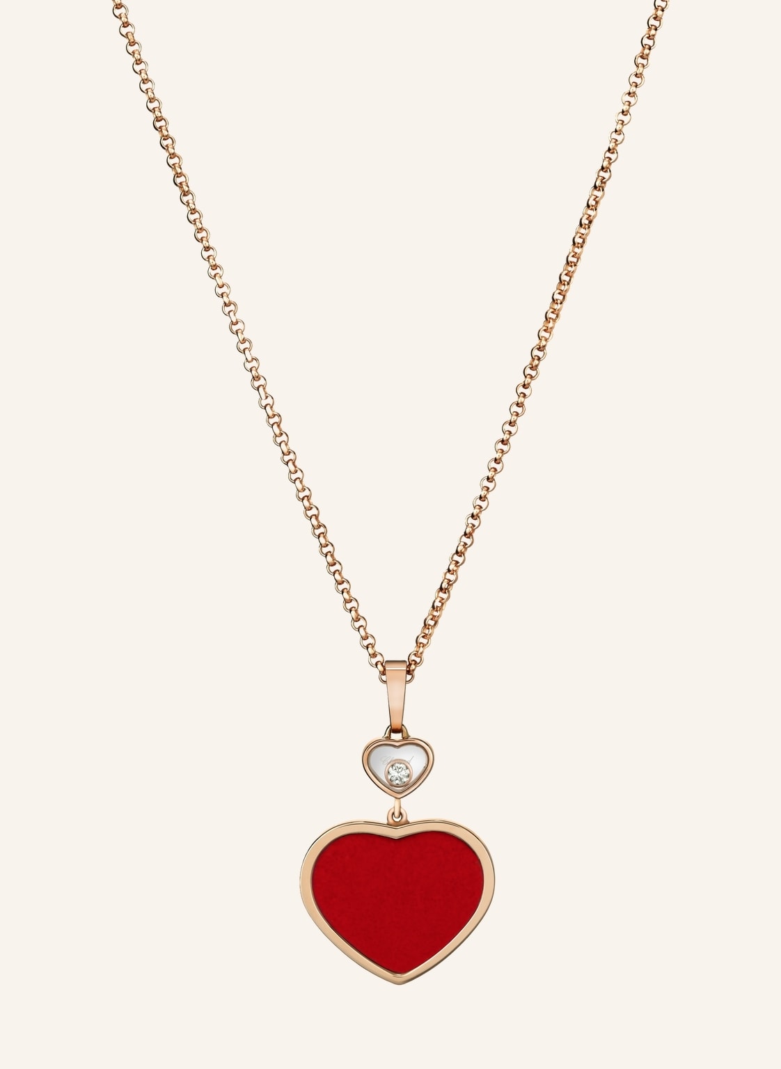 Chopard Anhänger Happy Hearts Anhänger Aus 18 Karat Roségold, Diamanten Und Roter Stein rosegold von Chopard