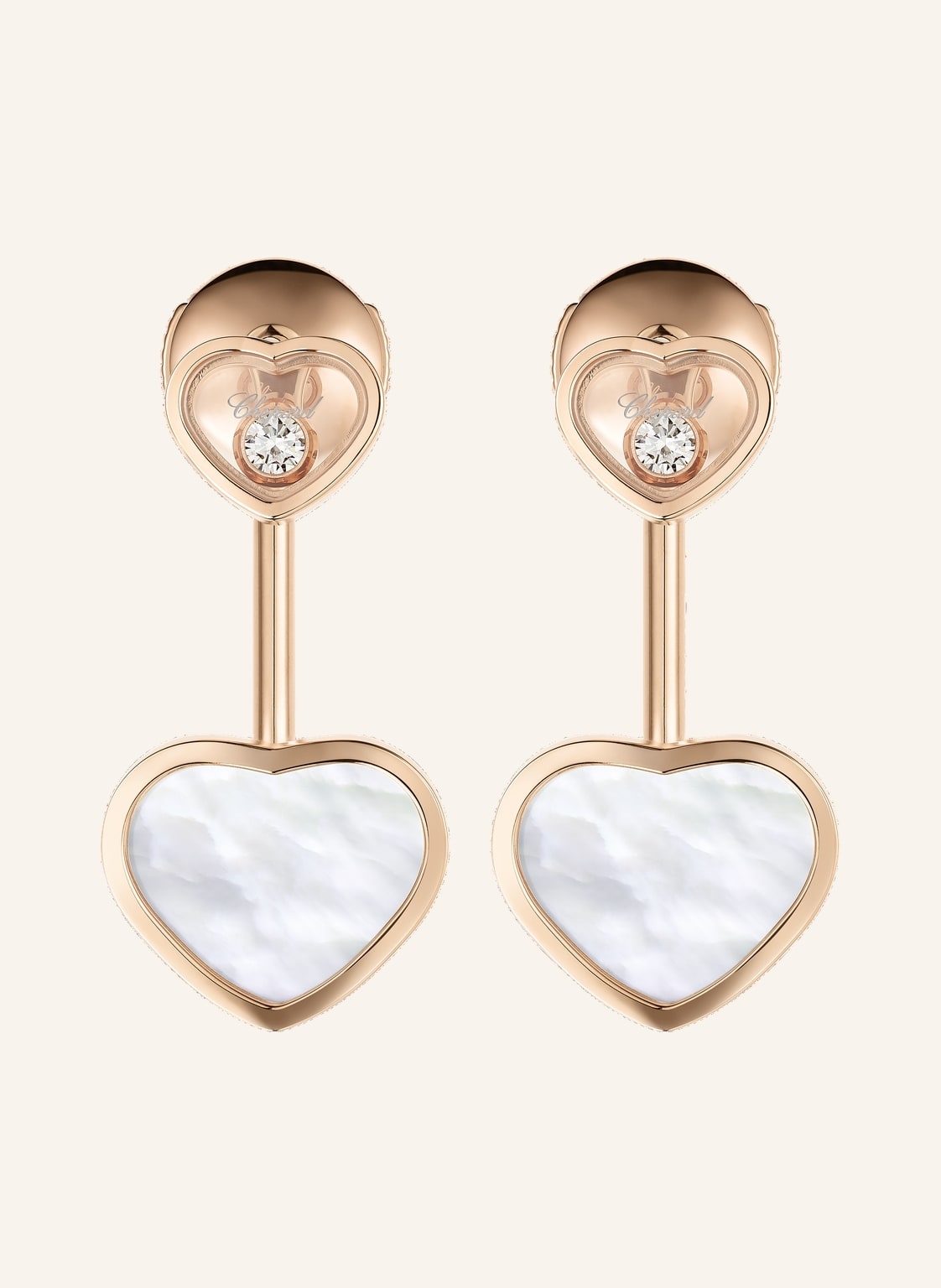 Chopard Ohrring Happy Hearts Ohrringe Aus 18 Karat Roségold, Diamanten Und Perlmutt rosegold von Chopard