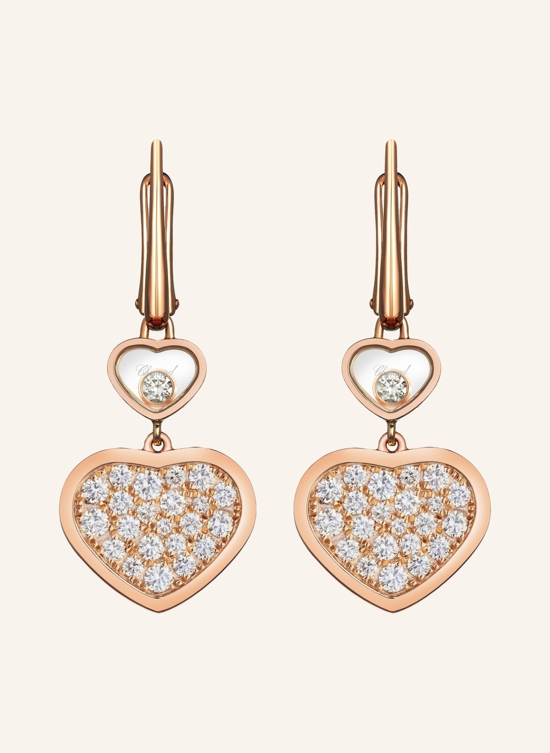 Chopard Ohrring Happy Hearts Ohrringe Aus 18 Karat Roségold Und Diamanten rosegold von Chopard