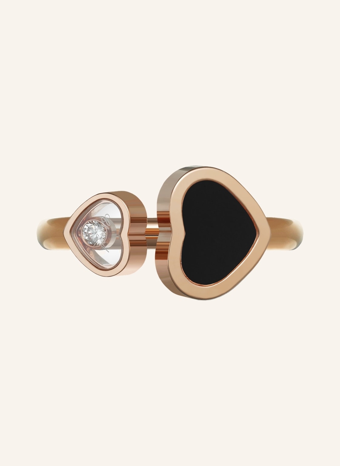 Chopard Ring Happy Hearts Ring Aus 18 Karat Roségold, Diamanten Und Onyx rosegold von Chopard