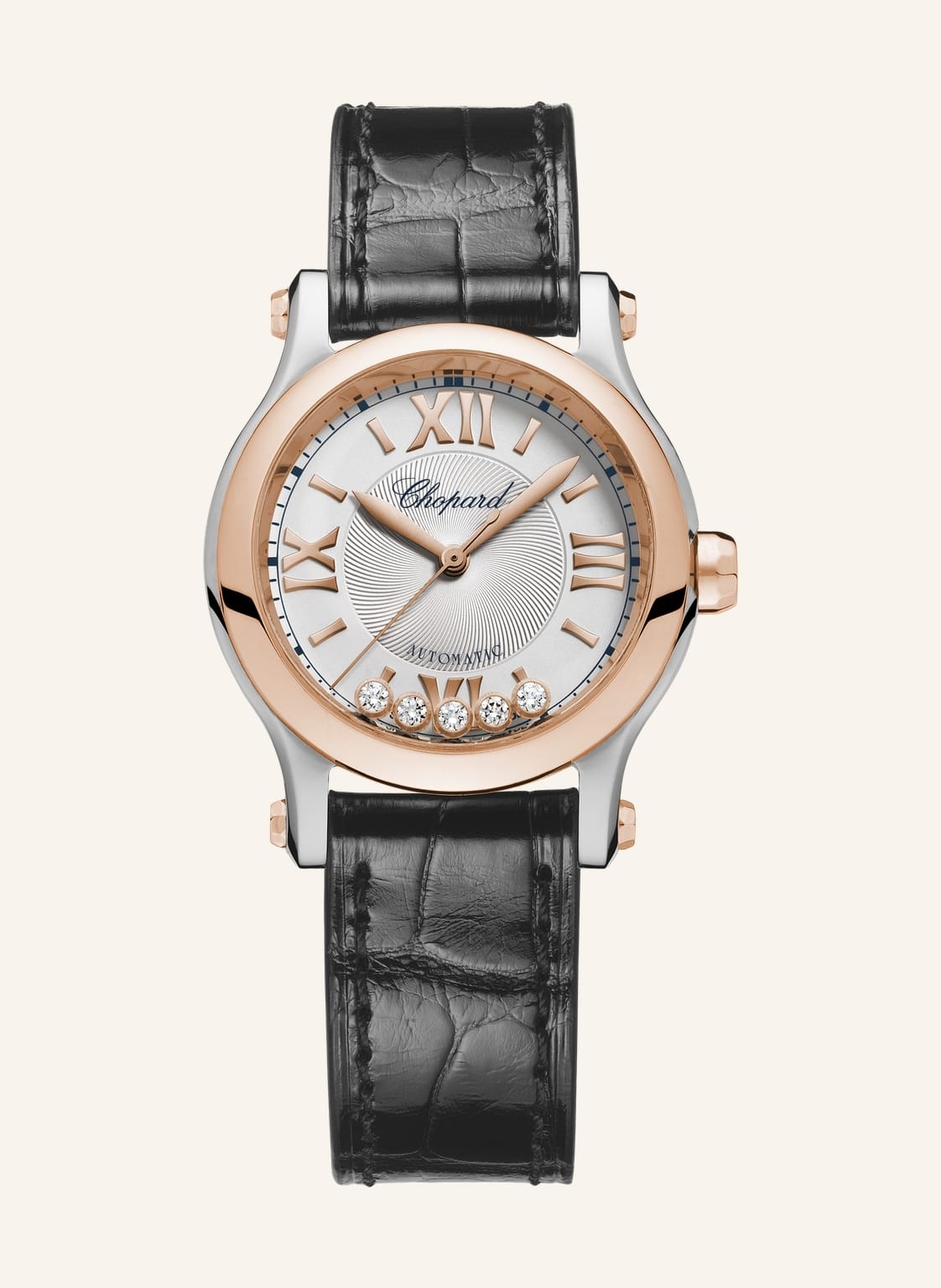 Chopard Uhr Happy Sport Uhr Mit 30 Mm Gehäuse, Automatik, 18 Karat Roségold, Edelstahl Und Diamanten rosegold von Chopard