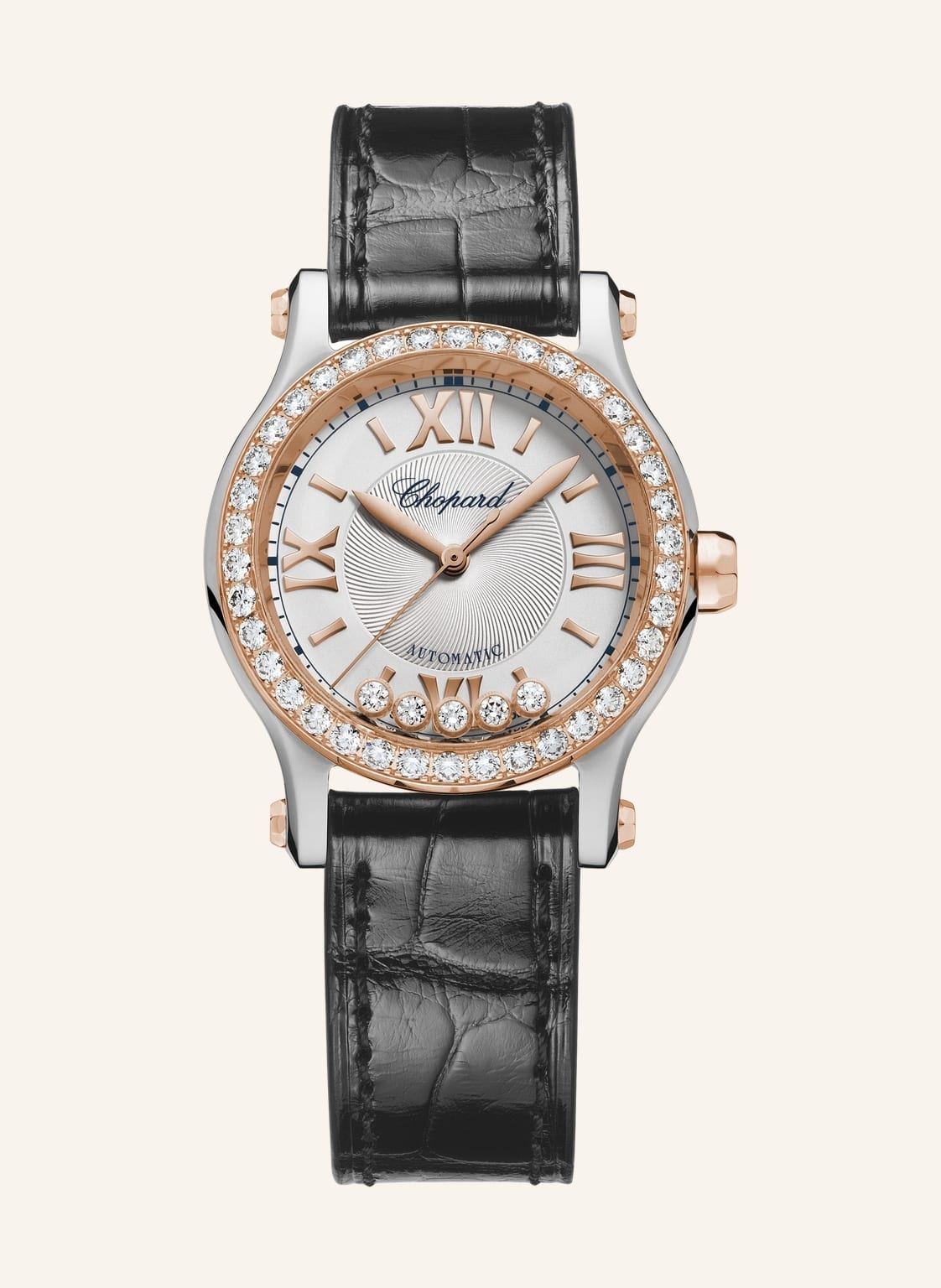 Chopard Uhr Happy Sport Uhr Mit 30 Mm Gehäuse, Automatik, 18 Karat Roségold, Edelstahl Und Diamanten rosegold von Chopard