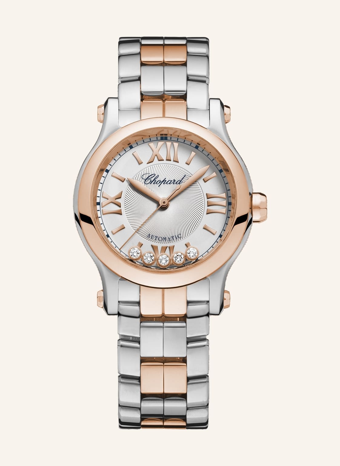 Chopard Uhr Happy Sport Uhr Mit 30 Mm Gehäuse, Automatik, 18 Karat Roségold, Edelstahl Und Diamanten rosegold von Chopard