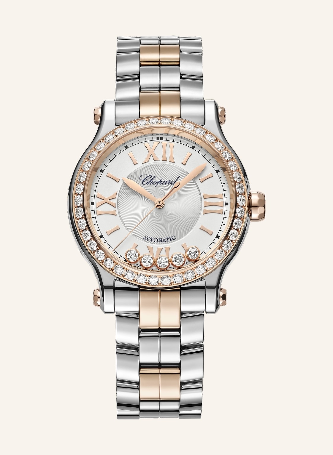 Chopard Uhr Happy Sport Uhr Mit 33 Mm Gehäuse, Automatik, 18 Karat Roségold, Edelstahl Und Diamanten rosegold von Chopard