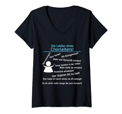 Damen Chorleiter lustiges Chor Dirigent Musiker Design T-Shirt mit V-Ausschnitt von Chor Designs
