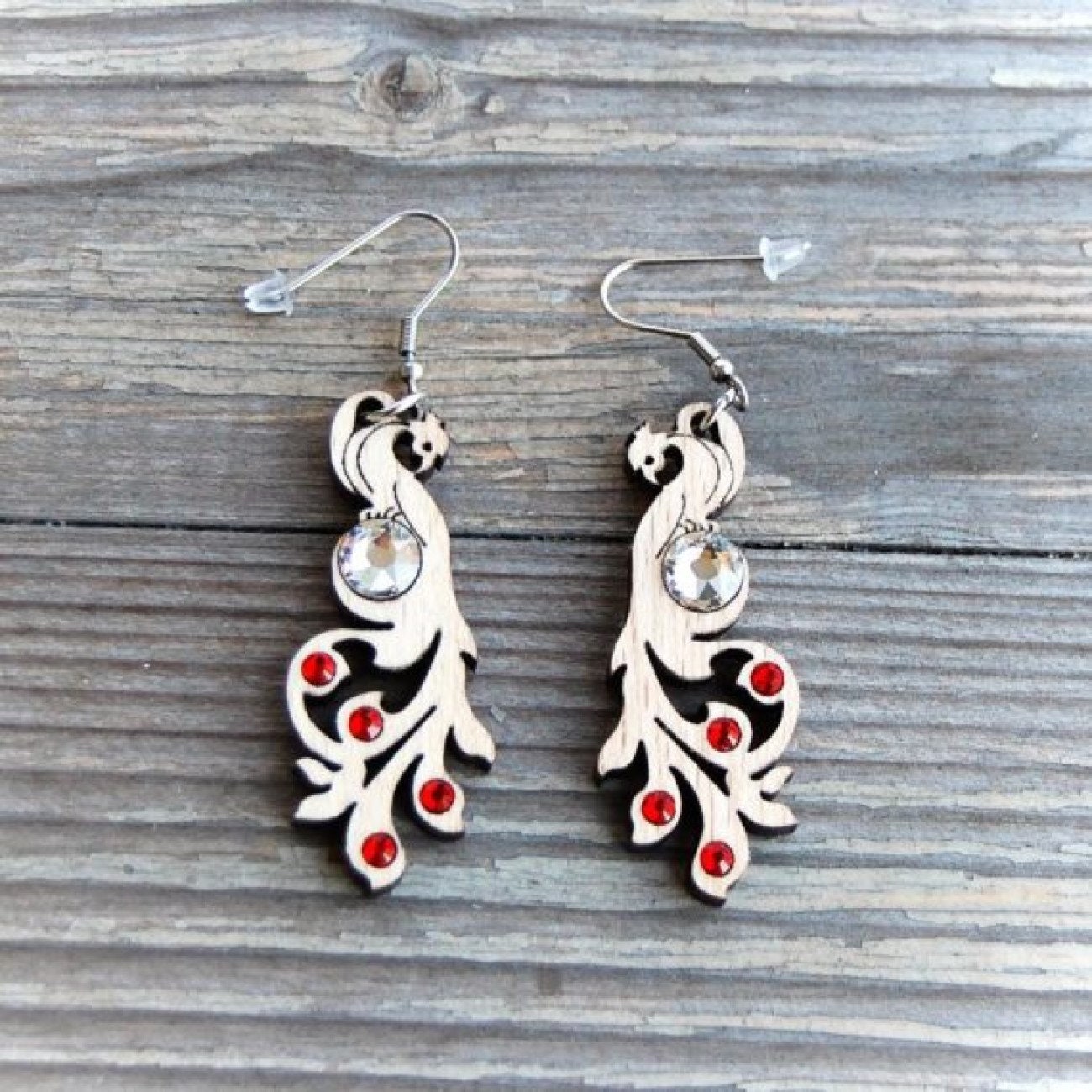 Holzohrringe Phoenix Mit Kristall, Einzigartige Geschenke Für Frauen, Holzschmuck, Valentinstag Geschenk, Muttertagsgeschenk von ChoralisArt