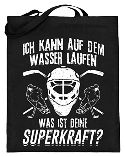 Chorchester Eishockey Spieler Laufen auf Wasser - Jutebeutel (mit langen Henkeln) -38cm-42cm-Schwarz von Chorchester