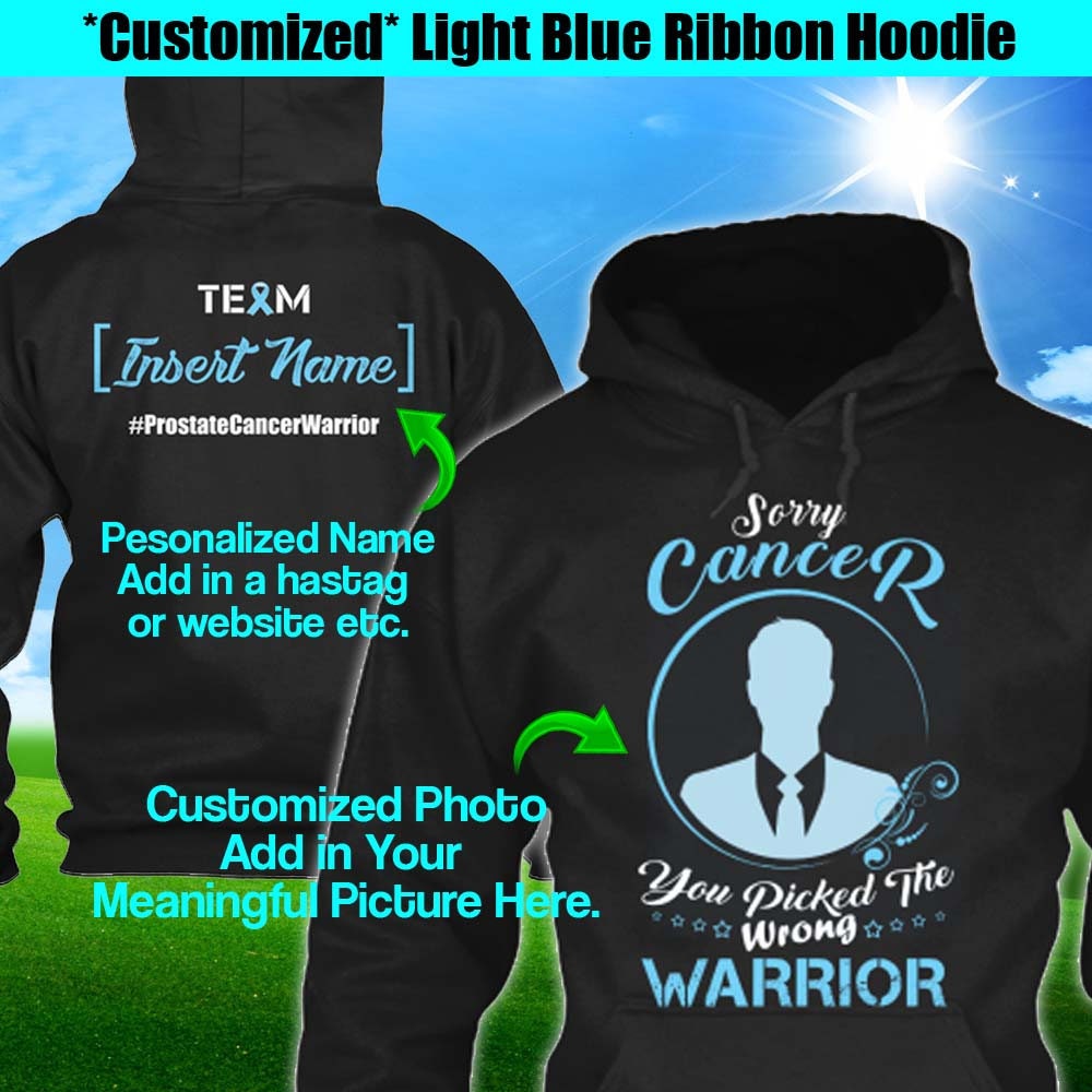 Personalisiertes Brustkrebs-Bewusstseins-Hoodie, Hellblaues Band-Krieger-Sweatshirt, Benutzerdefiniertes Team Name Kämpfer-Überlebender-stützgeschenk von ChosenchicStudio