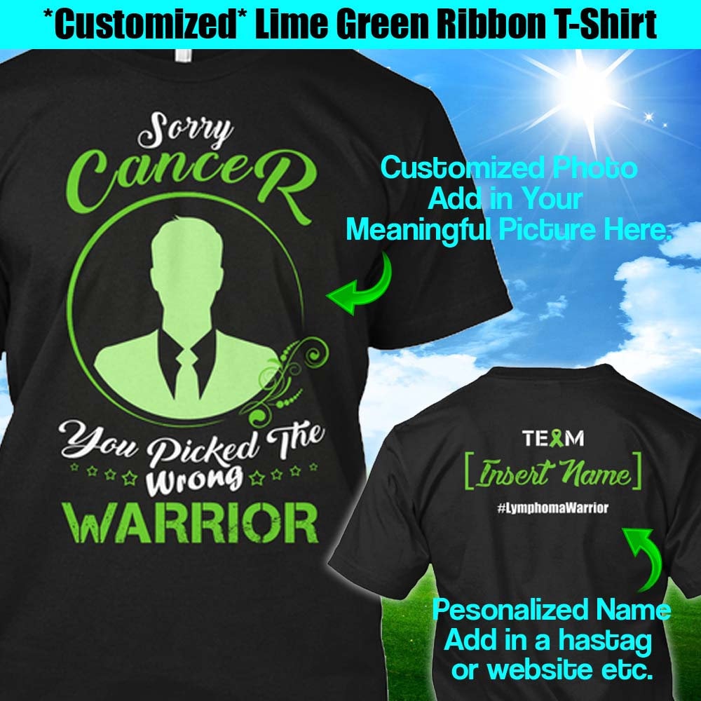 Personalisiertes Lymphom Awareness Shirt, Lime Green Ribbon Krieger T-Shirt, Benutzerdefiniertes Team Name Krebs Kämpfer Überlebender von ChosenchicStudio