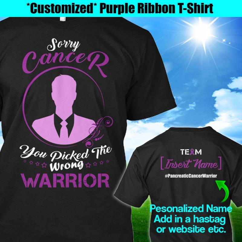 Personalisierte Bauchspeicheldrüsenkrebs Bewusstsein Shirt, Purple Band Krieger T-Shirt, Benutzerdefinierte Team Name Krebs Kämpfer Überlebend von ChosenchicStudio