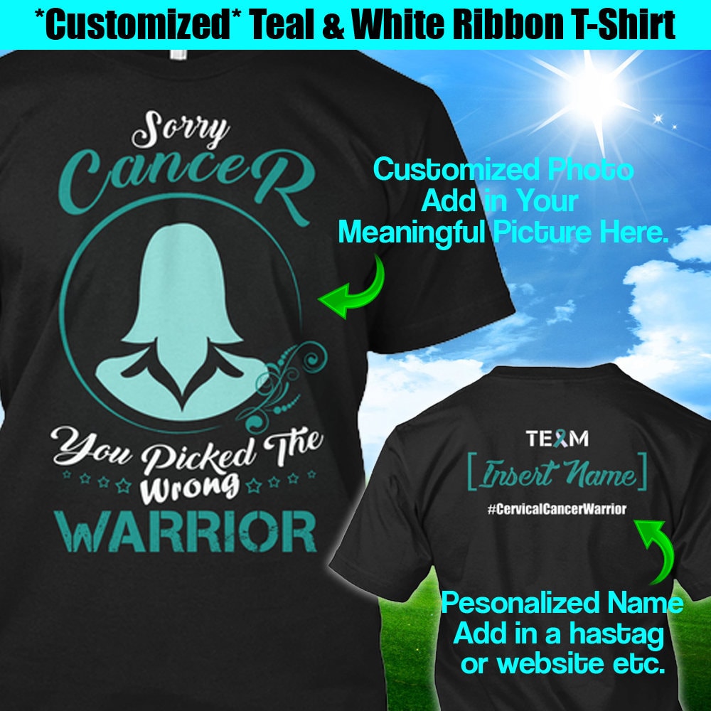 Personalisierte Zervixkrebs Bewusstsein Shirt, Teal White Band Krieger T-Shirt, Benutzerdefinierte Team Name Kämpfer Überlebenden Unterstützung von ChosenchicStudio