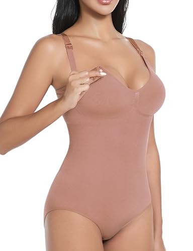 ChouChouter Bauchkontrolle, Still-Body, nahtlos, nach der Geburt, formender Body mit geschnappter Taille, Braun, Medium von ChouChouter