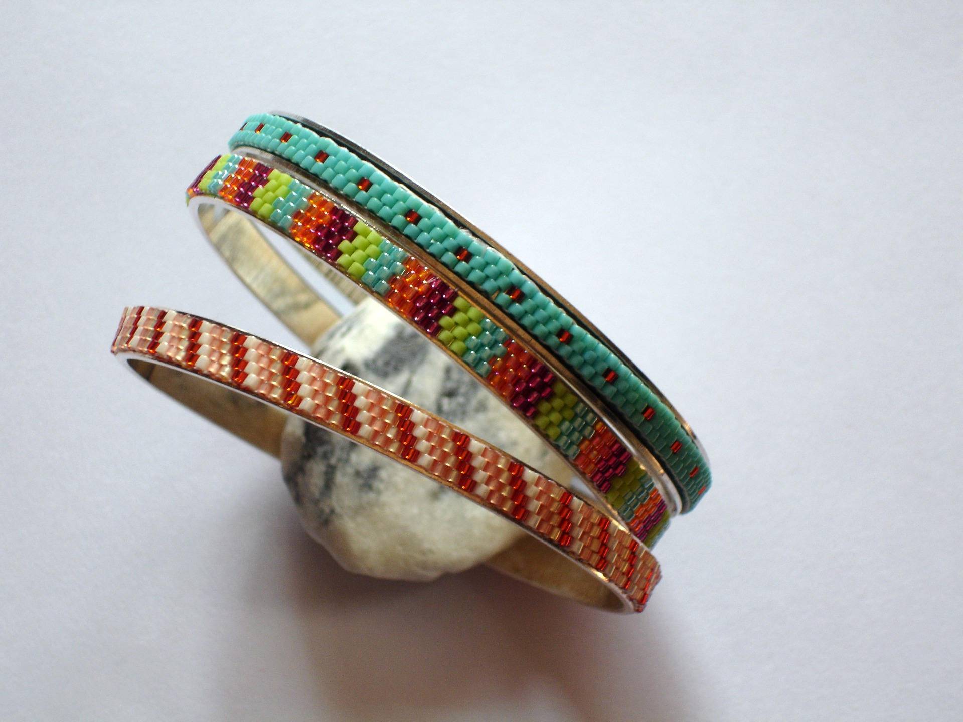3 Armbänder Armreifen Mit Perlen Weben von Chouettesbijoux