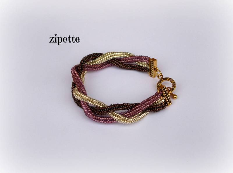 Geflochtene Silberarmband, Altrosa Und Braun Geflochtene Silberarmband, Altrosa Und Braun von Chouettesbijoux