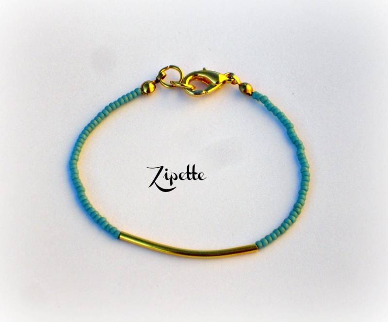 Goldene Perlen Rohr Armband Türkis Blauen Rock Goldene Perlen Rohr Armband Türkis Blauen Rock von Chouettesbijoux
