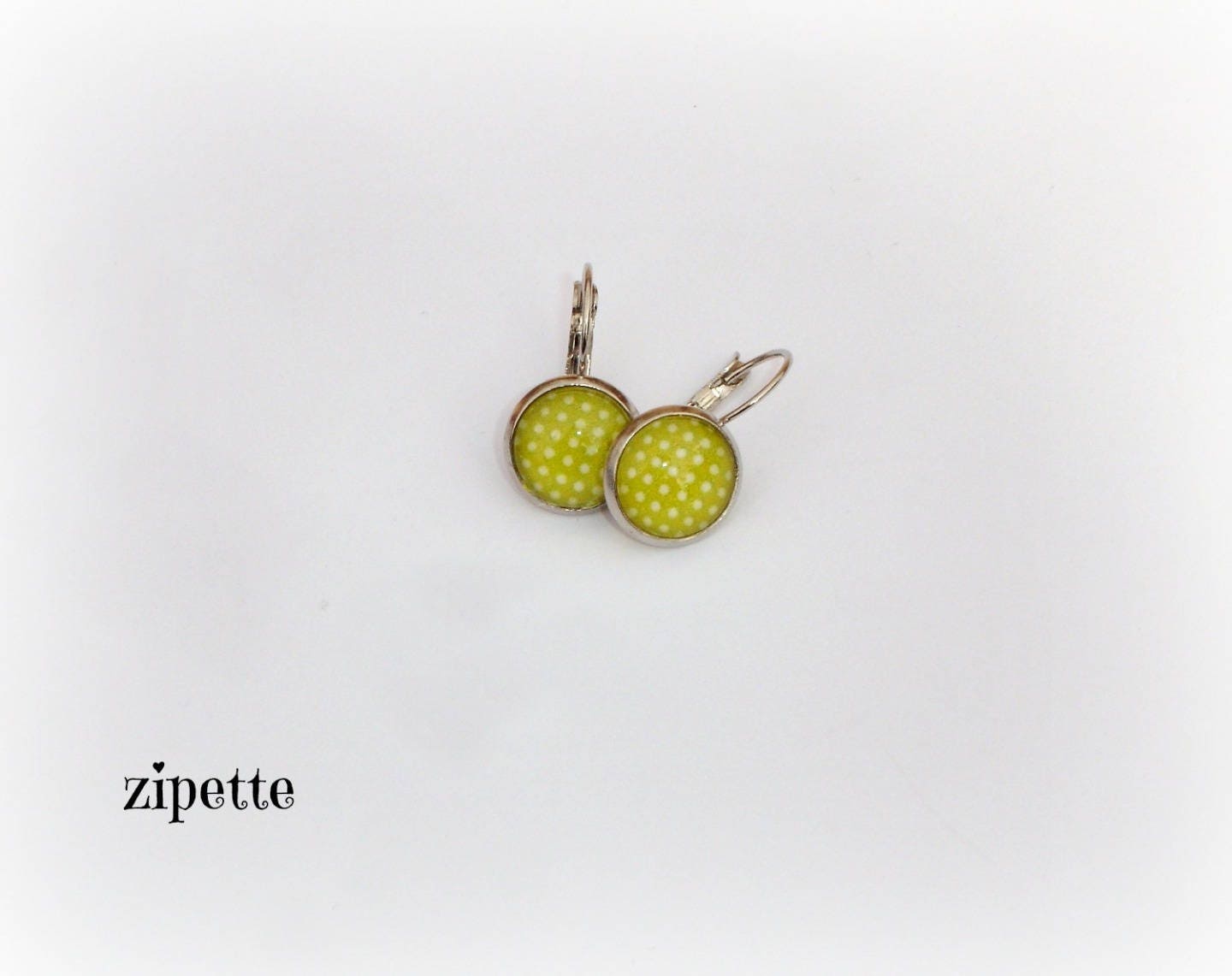 Ohrringe Grün Anis, Erbse von Chouettesbijoux