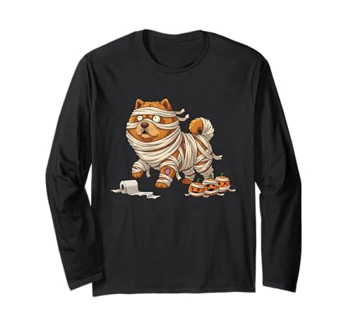 Lustiger Chow Chow Mama Kürbis Halloween Kinder Herren Damen Langarmshirt von Chow Chow Lovers Cute Halloween Outfits Boy Girl