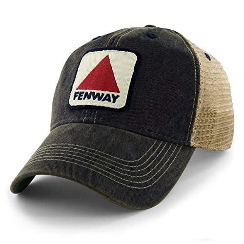 Chowdaheadz Fenway Patch Dirty Water Mesh Trucker Hat - Vintage Navy Blue Adjustable Cap, Mehrfarbig/Meereswellen (Ocean Tides), Einheitsgröße von Chowdaheadz