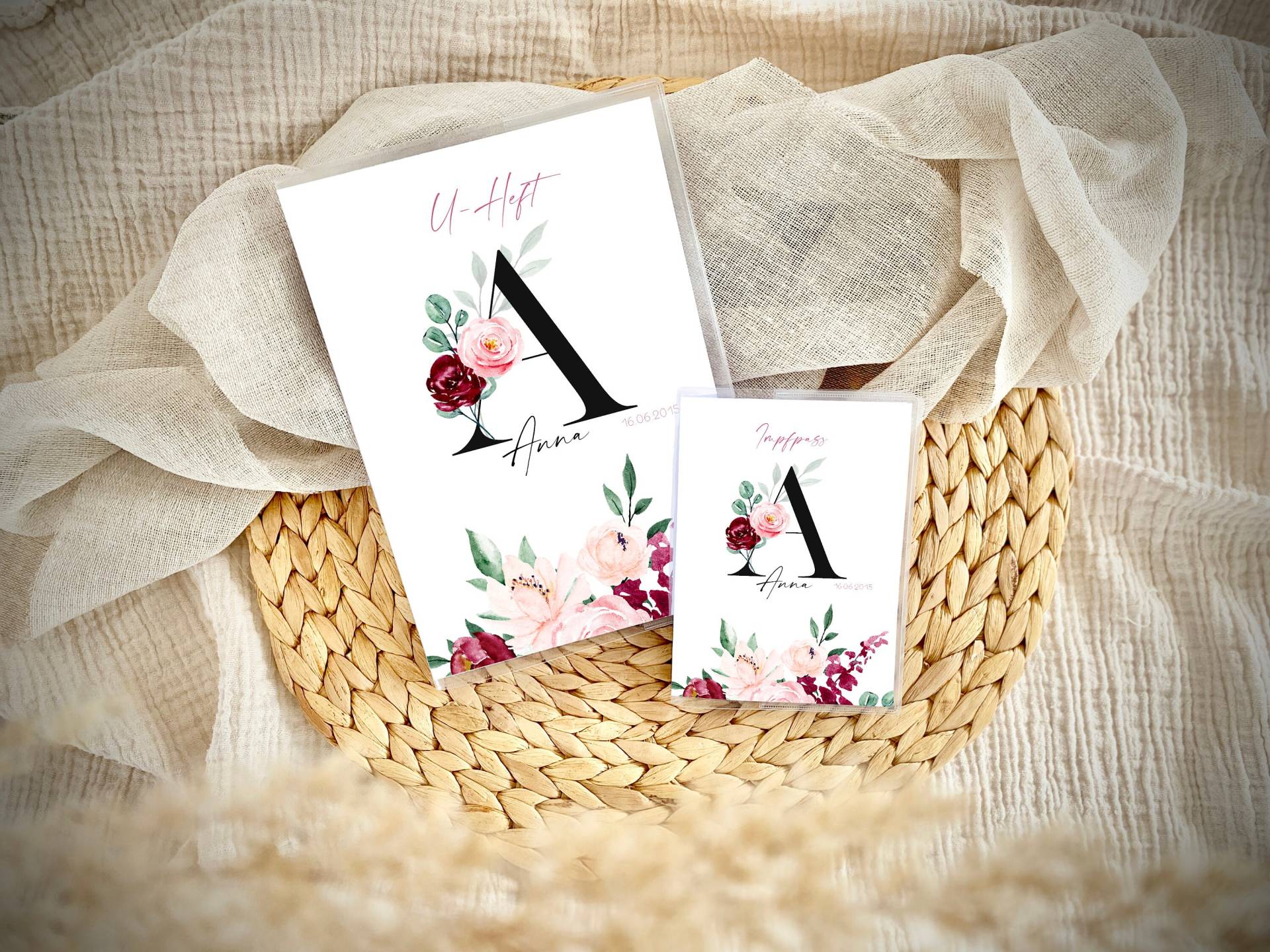 Hülle Uheft & Impfpass Personalisierbar Blumen von Chreativwelt