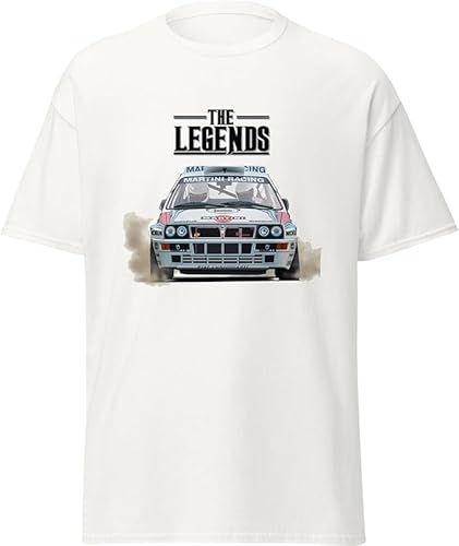 ChriStyle T-Shirt Delta Herren Kinder Evo Integral Modell Martini Classic Car Racing Auto Rally Legend, Weiß, Large von ChriStyle