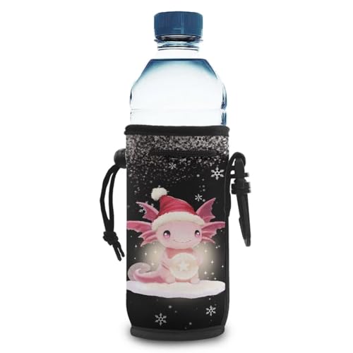 Chririnla Axolotl Wasserflaschenhalter mit Weihnachtsschneeflocke, isolierte Abdeckung, Sport-Trinkflaschenhalter für Kinder und Erwachsene von Chririnla