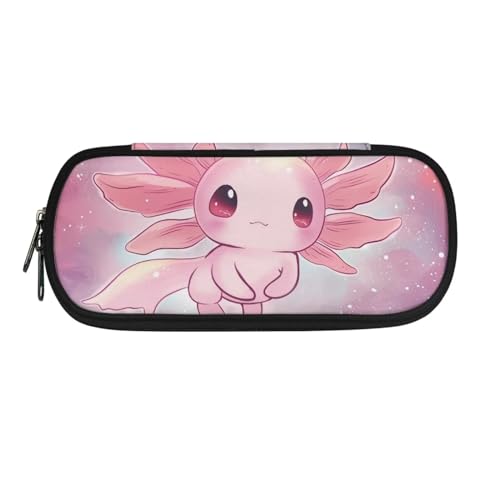 Chririnla Federmäppchen mit großem Fassungsvermögen, niedliches Federmäppchen für Kinder, mit Reißverschluss, Schreibwaren, Organizer für Schule/Büro, Axolotl Pink, Taschen-Organizer von Chririnla