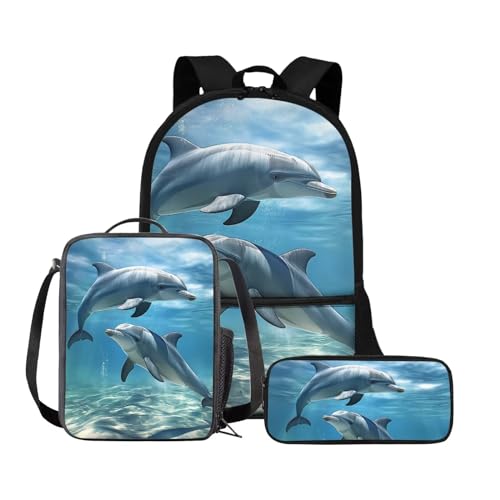 Chririnla Kinder-Rucksack, Jungen, Mädchen, Cartoon-Schultasche, Vorschule, Büchertasche, Lunchbag, Federmäppchen, Reisetaschen, Wanderrucksack, 3-teilig, Zug, Tagesrucksäcke von Chririnla