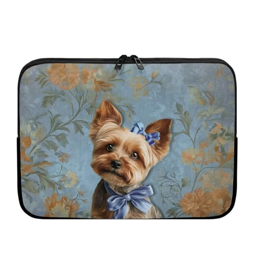 Chririnla Laptoptasche 25,4 - 43,2 cm (10-17 Zoll), für Damen und Herren, wasserabweisend, mit Reißverschlüssen für lässiges Notebook, Geschenk für Damen und Herren, Eleganter Yorkshire Terrier von Chririnla
