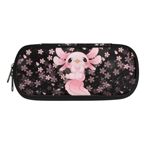 Chririnla Schulbedarf, Federmäppchen, Jungen, Mädchen, Teenager, Stiftetasche, Wolf, Federmäppchen, Kinder, Geldbörse, Reise-Make-up-Tasche, Axolotl Pink Cherry Blossom von Chririnla