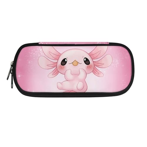 Chririnla Schulbedarf, Federmäppchen, Jungen, Mädchen, Teenager, Stiftetasche, Wolf, Federmäppchen, Kinder, Geldbörse, Reise-Make-up-Tasche, Axolotls Pink von Chririnla