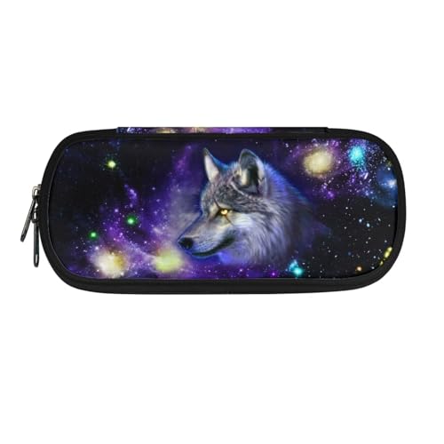 Chririnla Schulbedarf, Federmäppchen, Jungen, Mädchen, Teenager, Stiftetasche, Wolf, Federmäppchen, Kinder, Geldbörse, Reise-Make-up-Tasche, Galaxy Wolf von Chririnla