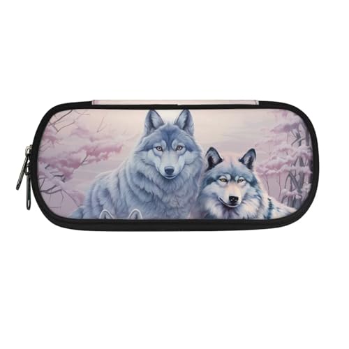 Chririnla Schulbedarf, Federmäppchen, Jungen, Mädchen, Teenager, Stiftetasche, Wolf, Federmäppchen, Kinder, Geldbörse, Reise-Make-up-Tasche, Wolf im Wald von Chririnla