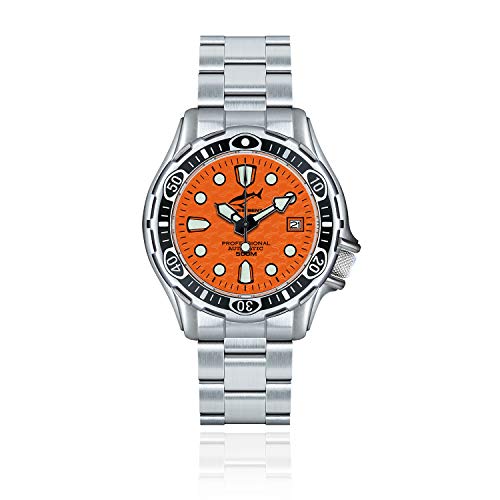 CHRIS BENZ DEEP 500M Automatic Taucheruhrmit Metallband, Korallenorange von Chris Benz