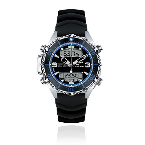 CHRIS BENZ Depthmeter Digital 200M Taucheruhr mit Kautschukband, Mitternachtsblau von Chris Benz