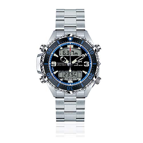 CHRIS BENZ Depthmeter Digital 200M Taucheruhr mit Metallband, Mitternachtsblau von Chris Benz