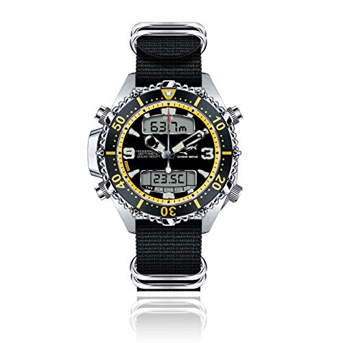 CHRIS BENZ Depthmeter Digital 200M Taucheruhr mit Zulu Ballistic Band, Seeschlangengelb von Chris Benz
