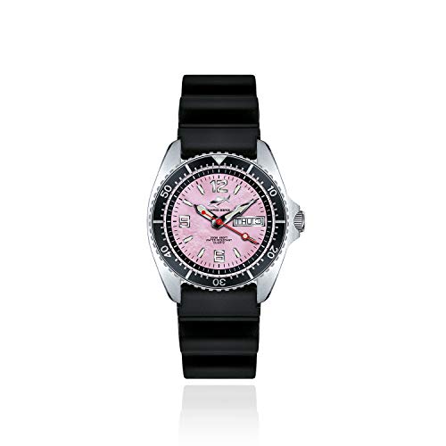 CHRIS BENZ ONE Medium 200M Taucheruhr mit Kautschukband, Anemonenrosa, schwarze Lünette von Chris Benz