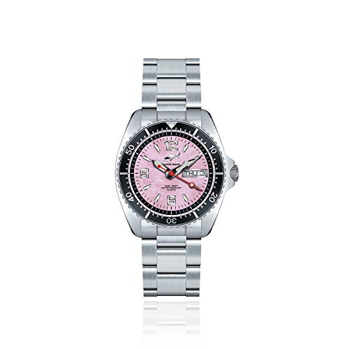CHRIS BENZ ONE Medium 200M Taucheruhr mit Metallband, Anemonenrosa, schwarze Lünette von Chris Benz