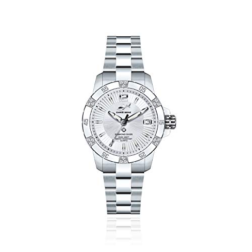 CHRIS BENZ Diamond Diver 200M Damentaucheruhr Silver Bay mit Oyster Metallband von Chris Benz