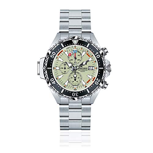 CHRIS BENZ Depthmeter Chronograph 200M Taucheruhr mit Metallband, Signalbojengelb von Chris Benz
