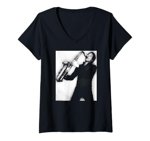 Damen Spandau Ballettsaxophon Steve Norman Duffy Fotografie T-Shirt mit V-Ausschnitt von Chris Duffy Photography