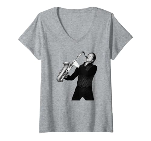 Damen Steve Norman of Spandau Ballettsaxophon Chris Duffy Fotografie T-Shirt mit V-Ausschnitt von Chris Duffy Photography