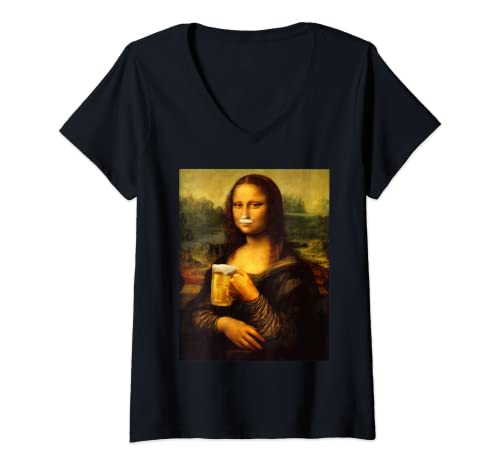 Damen Mona Lisa T-Shirt Bier hacken, T-Shirt Männer, Hemd Frauen T-Shirt mit V-Ausschnitt Damen Mona Lisa T-Shirt Bier hacken, T-Shirt Männer, Hemd Frauen T-Shirt mit V-Ausschnitt von Chris T-Shirt Monalisa