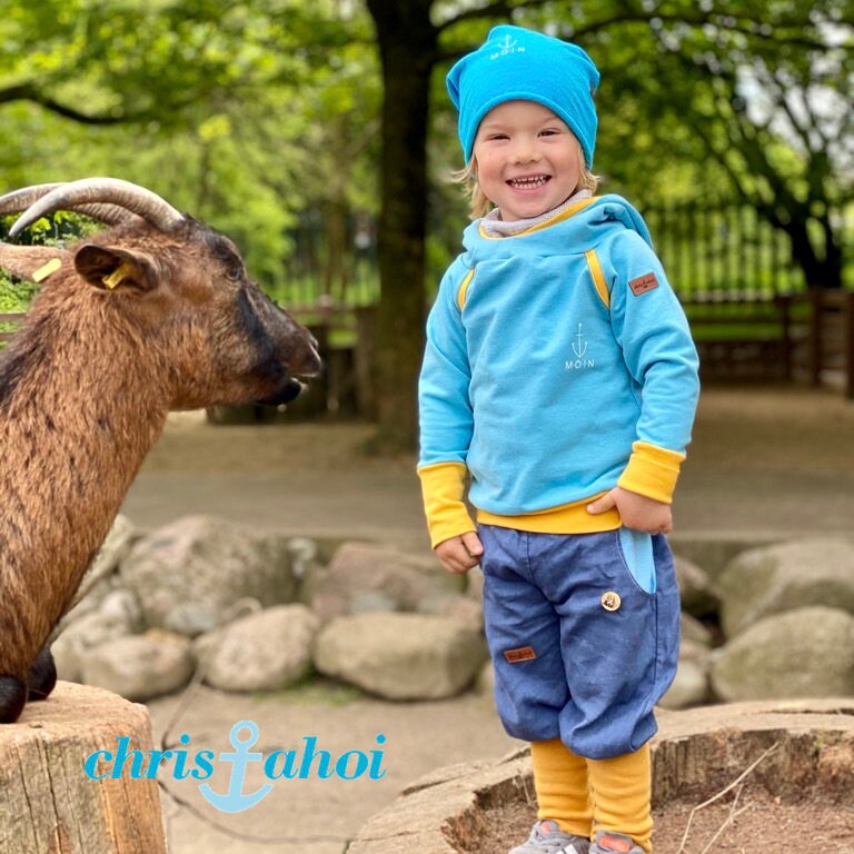 Ab 31 Eur Retro Zipfelkapuzenpullover Anker Und Moin in Türkis von ChrisAhoiShop