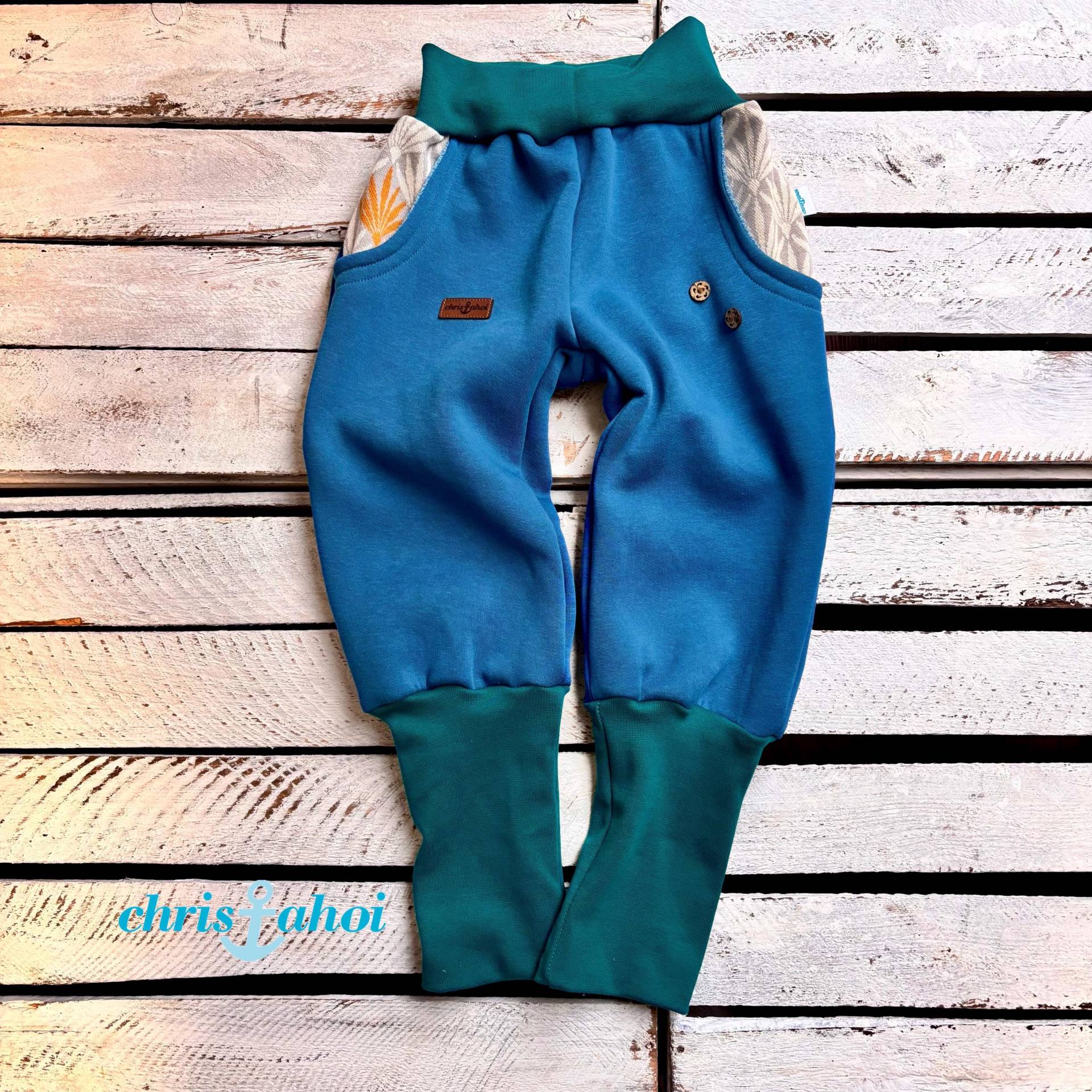 Knickerbocker Hose Aus Warmen Sweat Mit Taschen in Blau von ChrisAhoiShop