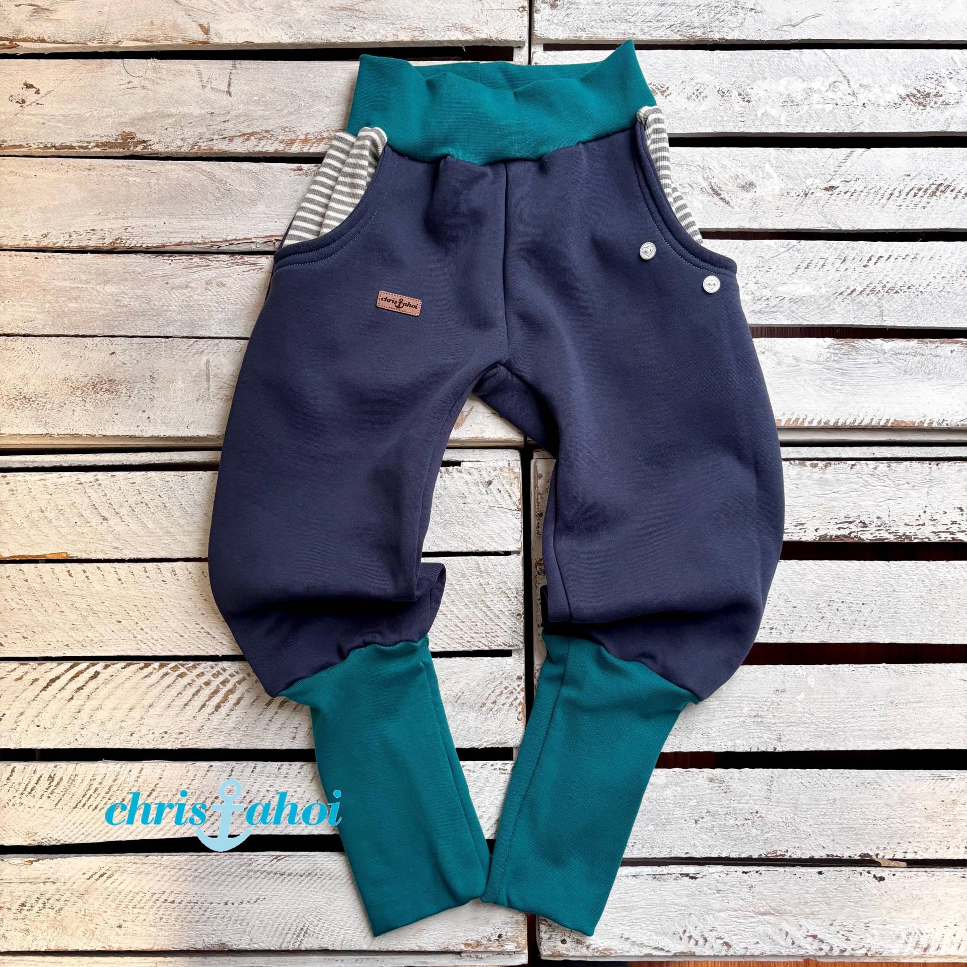 Knickerbocker Hose Gr.128 Aus Warmen Sweat Mit Taschen in Dunkelblau von ChrisAhoiShop